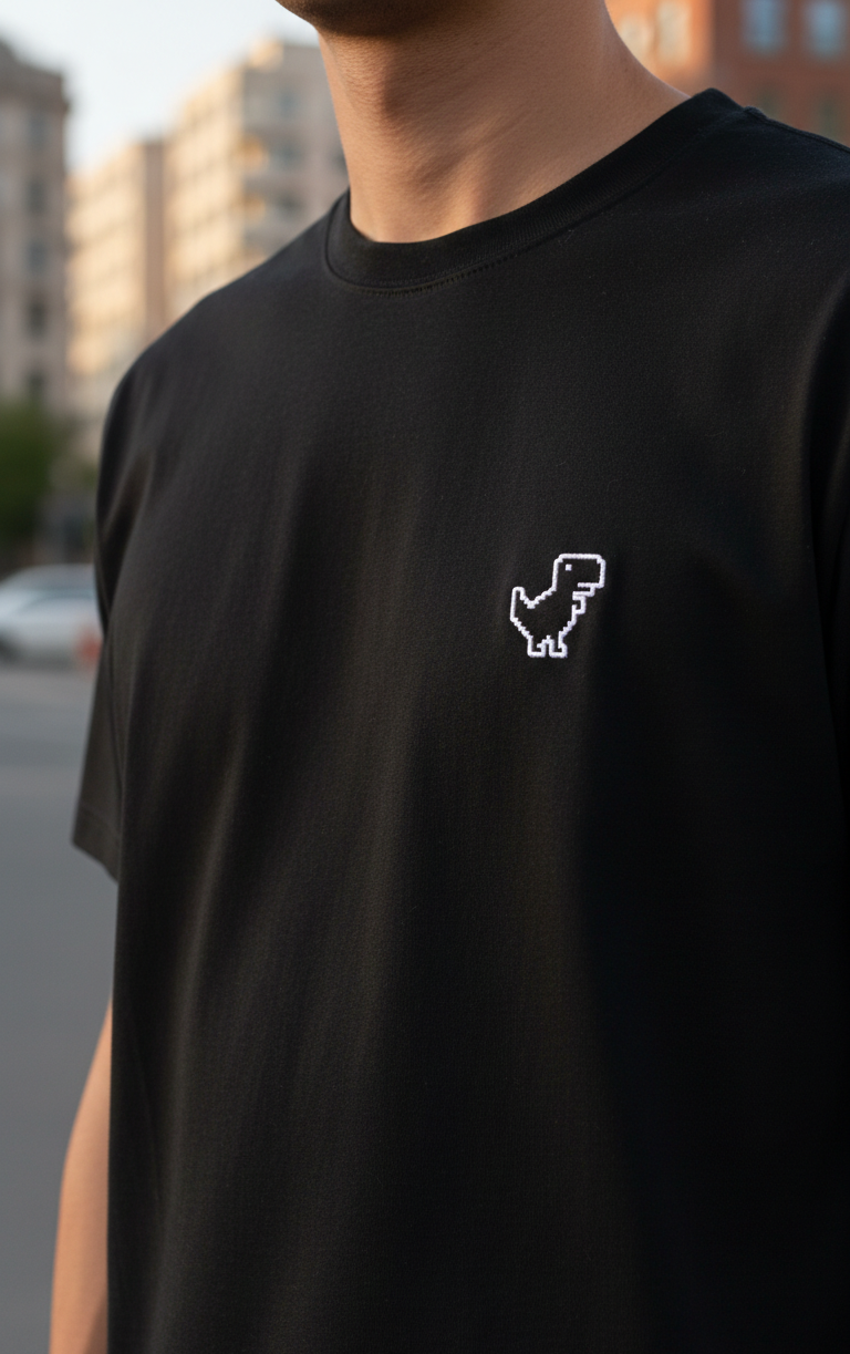 Pixel Dino Small Logo Tee